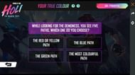Answer questions in the ‘Your True Colour’ event